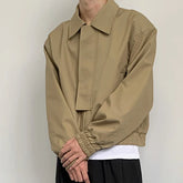 Threebooy Autumn Clothing Men's Fashion Leisure Zipper Jacket Streetwear Turn-down Collar Korean Harajuku Long Sleeve Luxury Coat
